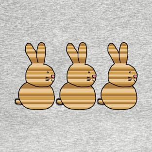 Three Easter Bunny Rabbits Earth Stripes T-Shirt